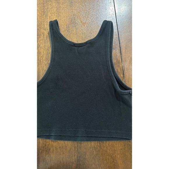 Zara Ribbed‎ Tank Top Racerback Sleeveless Cropped Black Size S - Picture 3 of 3